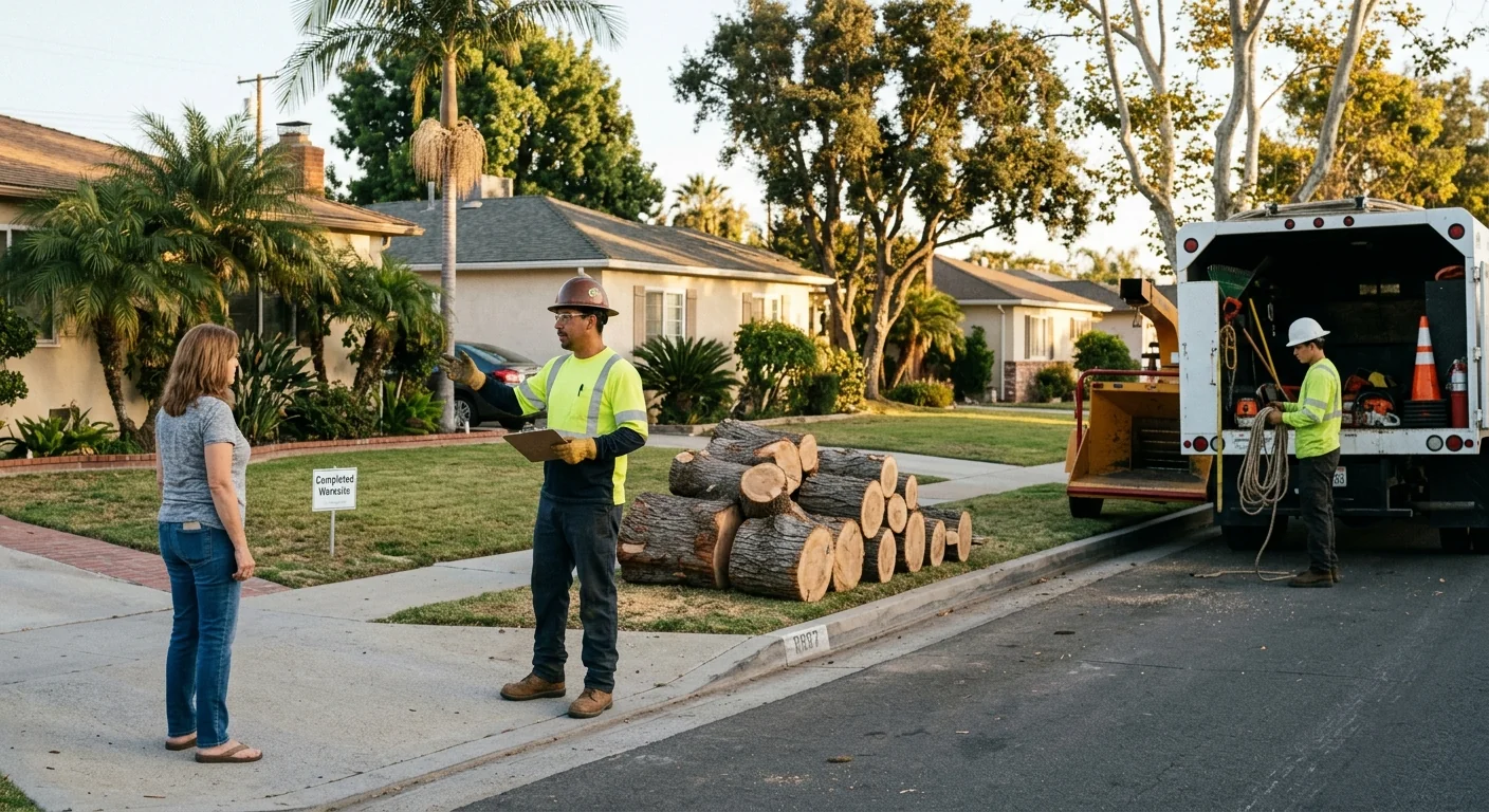 Tidy finished worksite after crane removal in an Oxnard neighborhood
