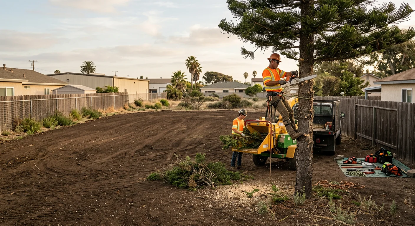Finished open buildable lot with graded soil ready for new construction in Oxnard