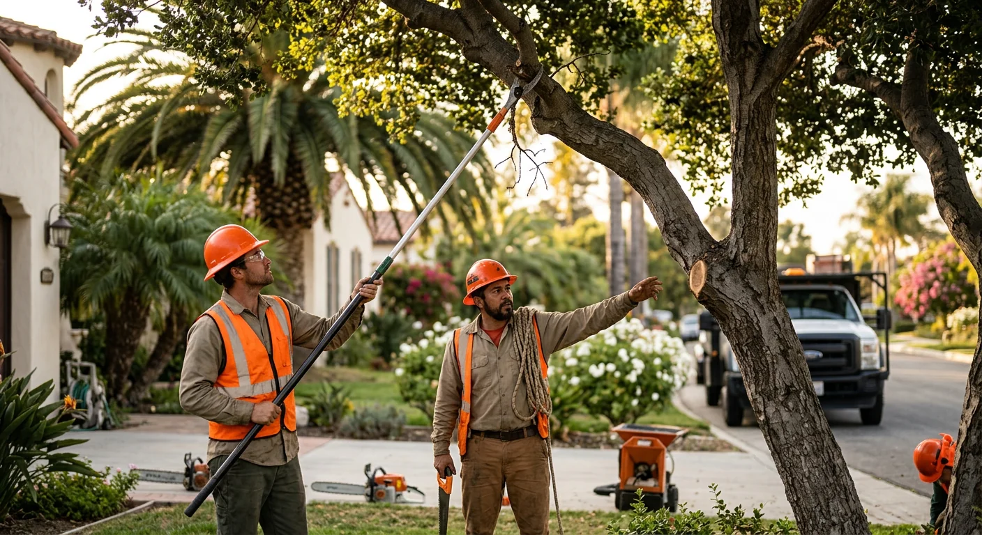 Crew planting a young tree in an Oxnard residential yard